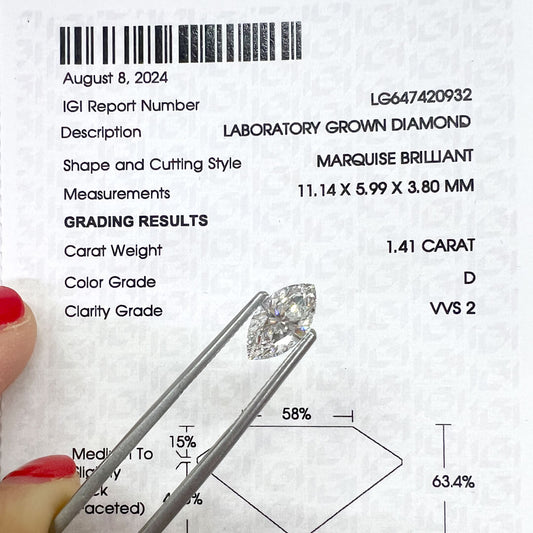 Diamante de Laboratorio Corte Marquise 1.41qts