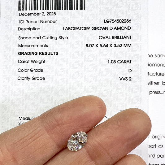 Diamante de Laboratorio Corte Oval 1.03qts