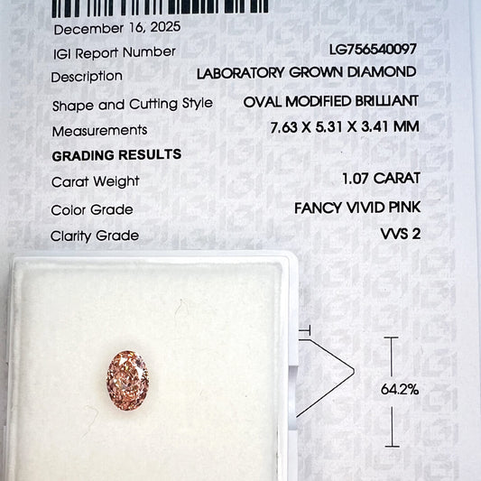 Diamante de Laboratorio Corte Oval 1.07qts