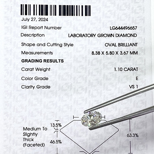 Diamante de Laboratorio Corte Oval 1.10qts