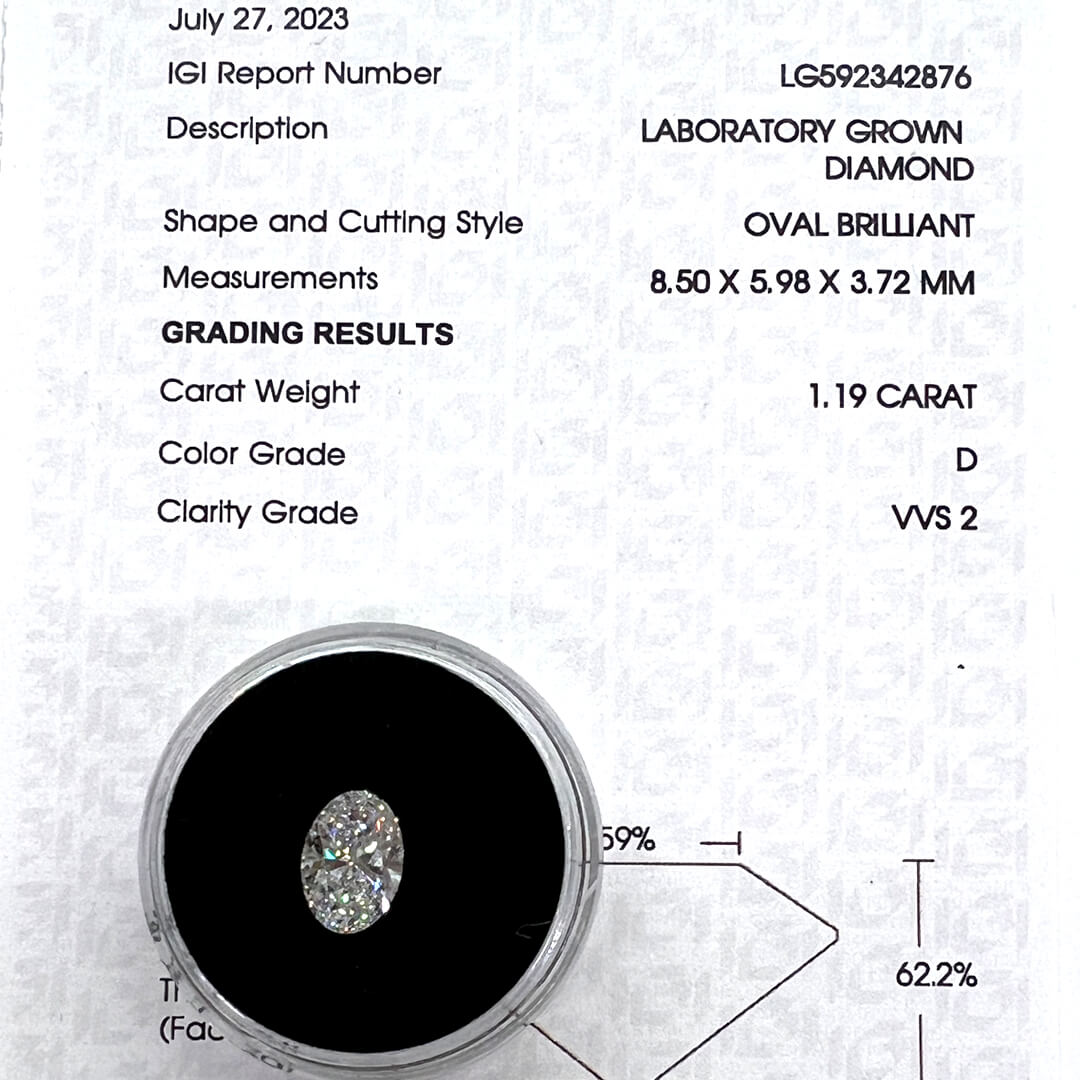 Diamante de Laboratorio Corte Oval 1.19qts