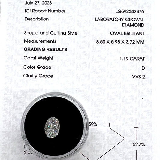 Diamante de Laboratorio Corte Oval 1.19qts