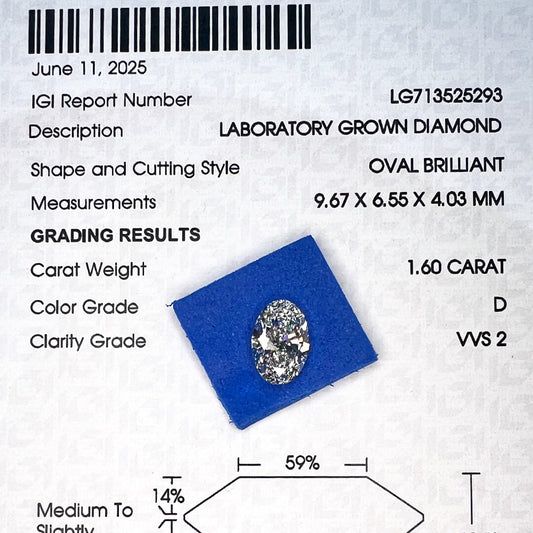 Diamante de Laboratorio Corte Oval 1.60qts