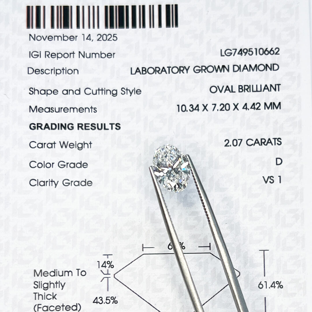 Diamante de Laboratorio Corte Oval 2.07qts