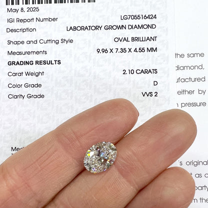 Anillo 14k con Diamante de Laboratorio Corte Oval 2.10qts y laterales