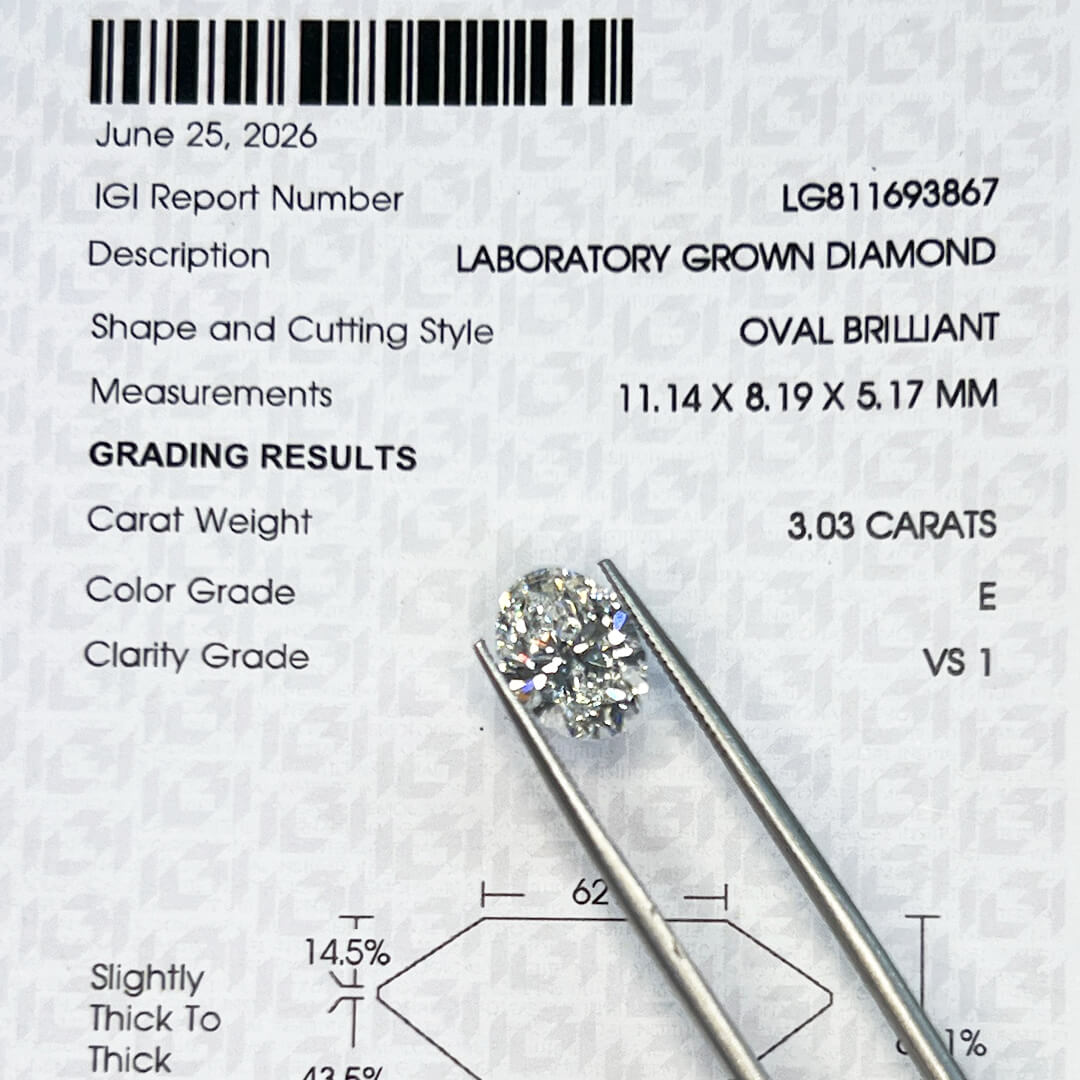 Diamante de Laboratorio Corte Oval 3.03qts