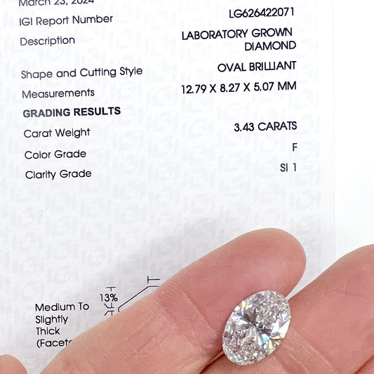 Diamante de Laboratorio Corte Oval 3.43qts