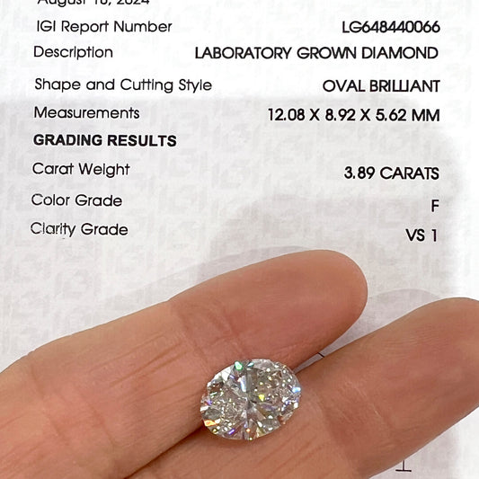 Diamante de Laboratorio Corte Oval 3.89qts