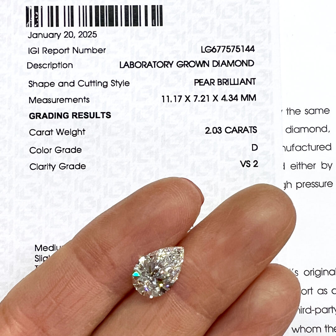 Diamante de Laboratorio Corte Pera 2.03qts