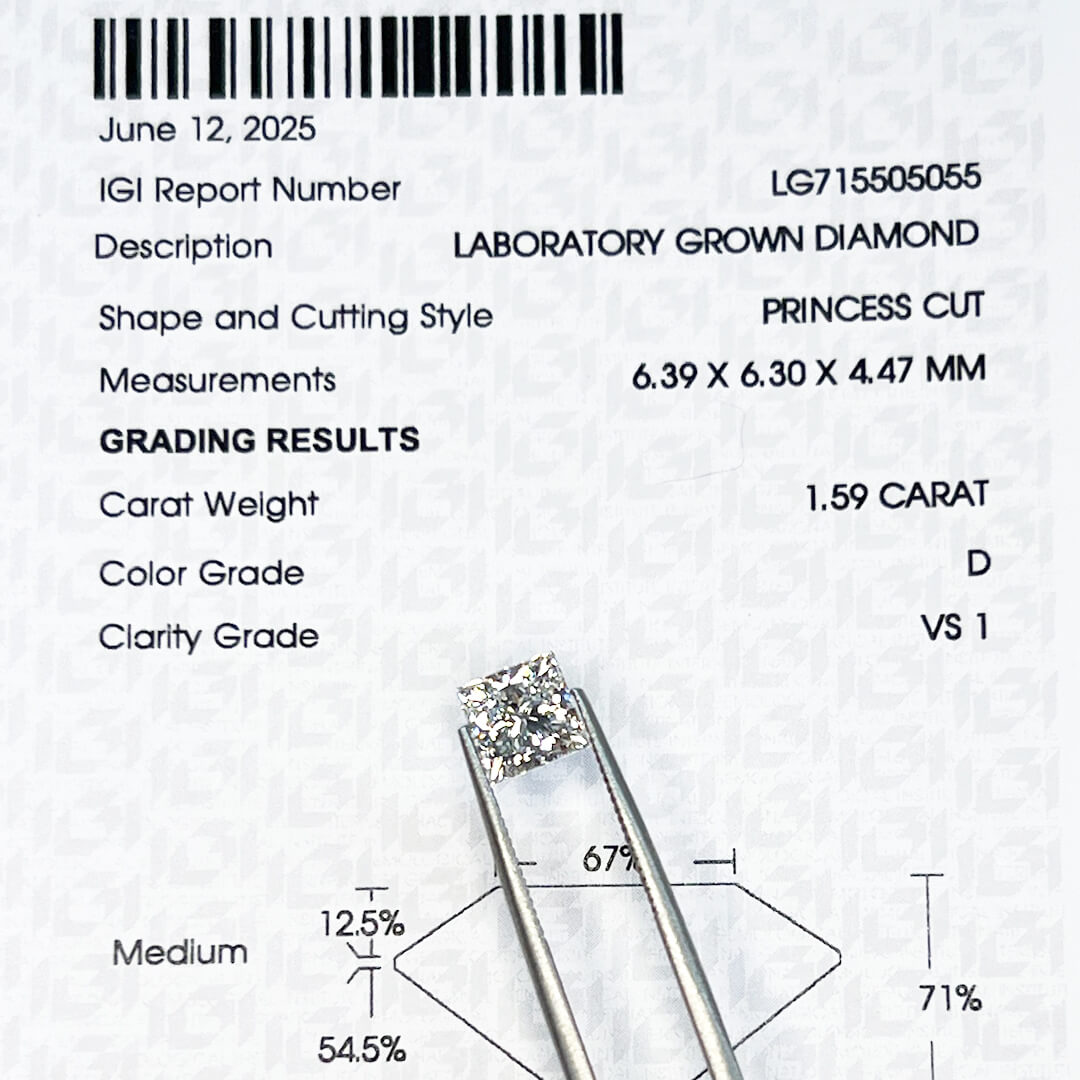 Diamante de Laboratorio Corte Princess 1.59qts