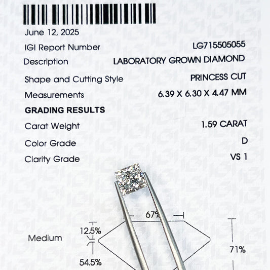 Diamante de Laboratorio Corte Princess 1.59qts