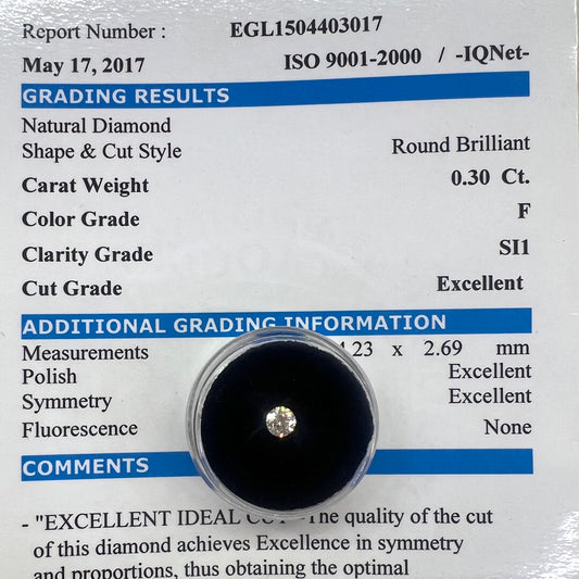 Diamante Natural Corte Redondo 0.30qts