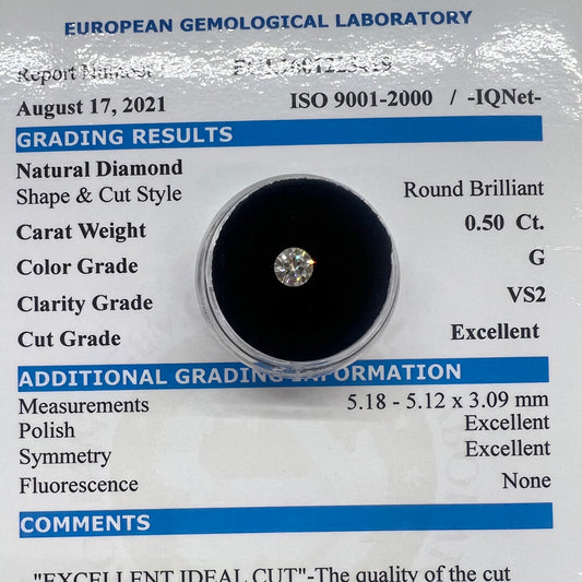 Diamante Natural Corte Redondo 0.50qts