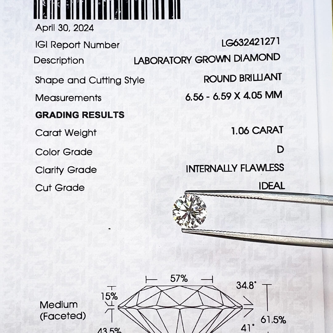 Diamante de Laboratorio Corte Redondo 1.06qts