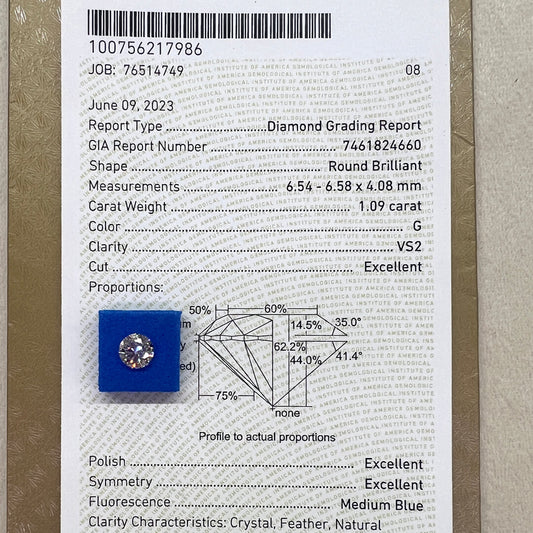 Diamante Natural Corte Redondo 1.09qts