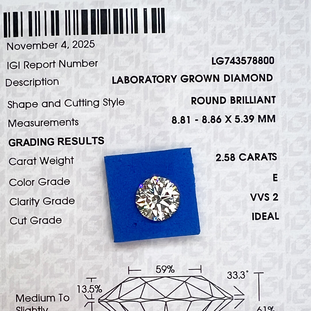 Diamante de Laboratorio Corte Redondo 2.58qts