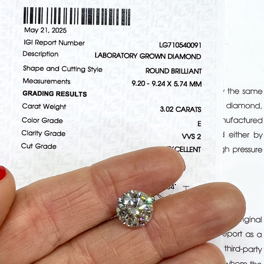 Diamante de Laboratorio Corte Redondo 3.02qts