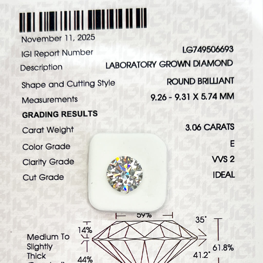 Diamante de Laboratorio Corte Redondo 3.06qts