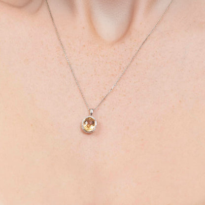 Dije de Citrina 2.61qts con Halo de Diamantea Naturales 0.08qts