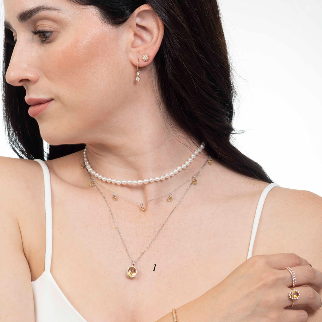 Dije de Citrina 2.61qts con Halo de Diamantea Naturales 0.08qts