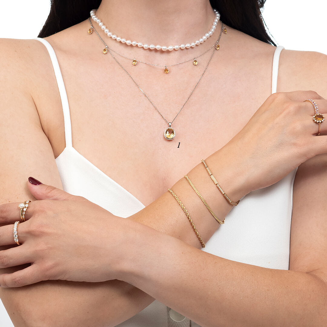 Dije de Citrina 2.61qts con Halo de Diamantea Naturales 0.08qts