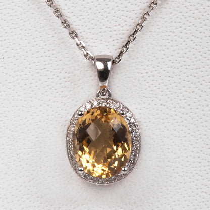 Dije de Citrina 2.61qts con Halo de Diamantea Naturales 0.08qts