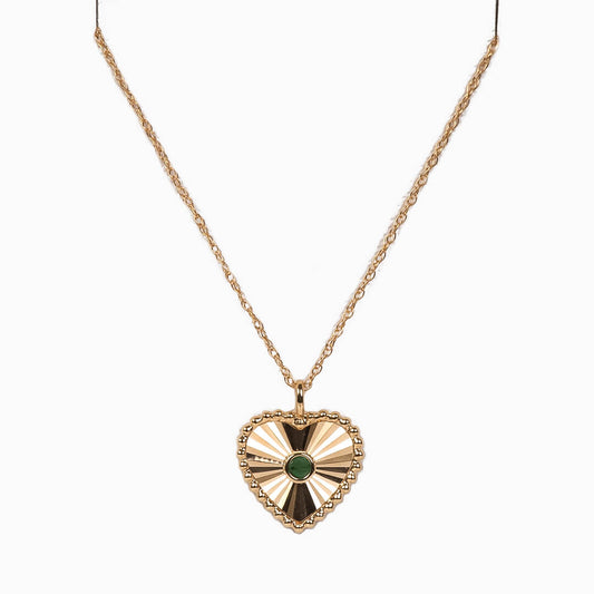 Dije de Corazón con Esmeralda 0.08qts y Cadena