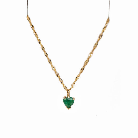 Dije de Corazón con Esmeralda y Cadena Torsal