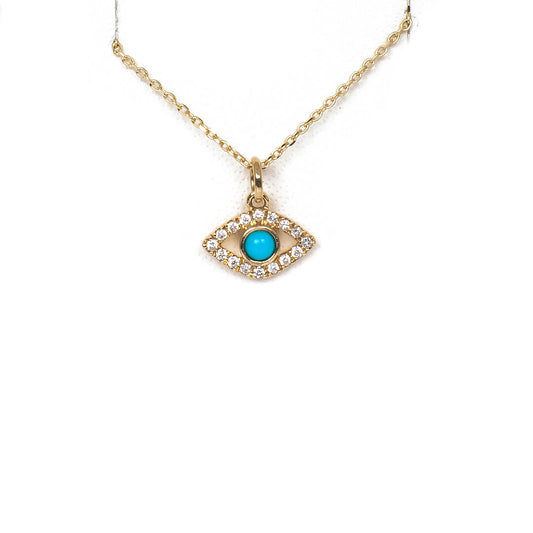 Dije de Ojito con Diamantes 0.14qts y Turquesa 0.17qts
