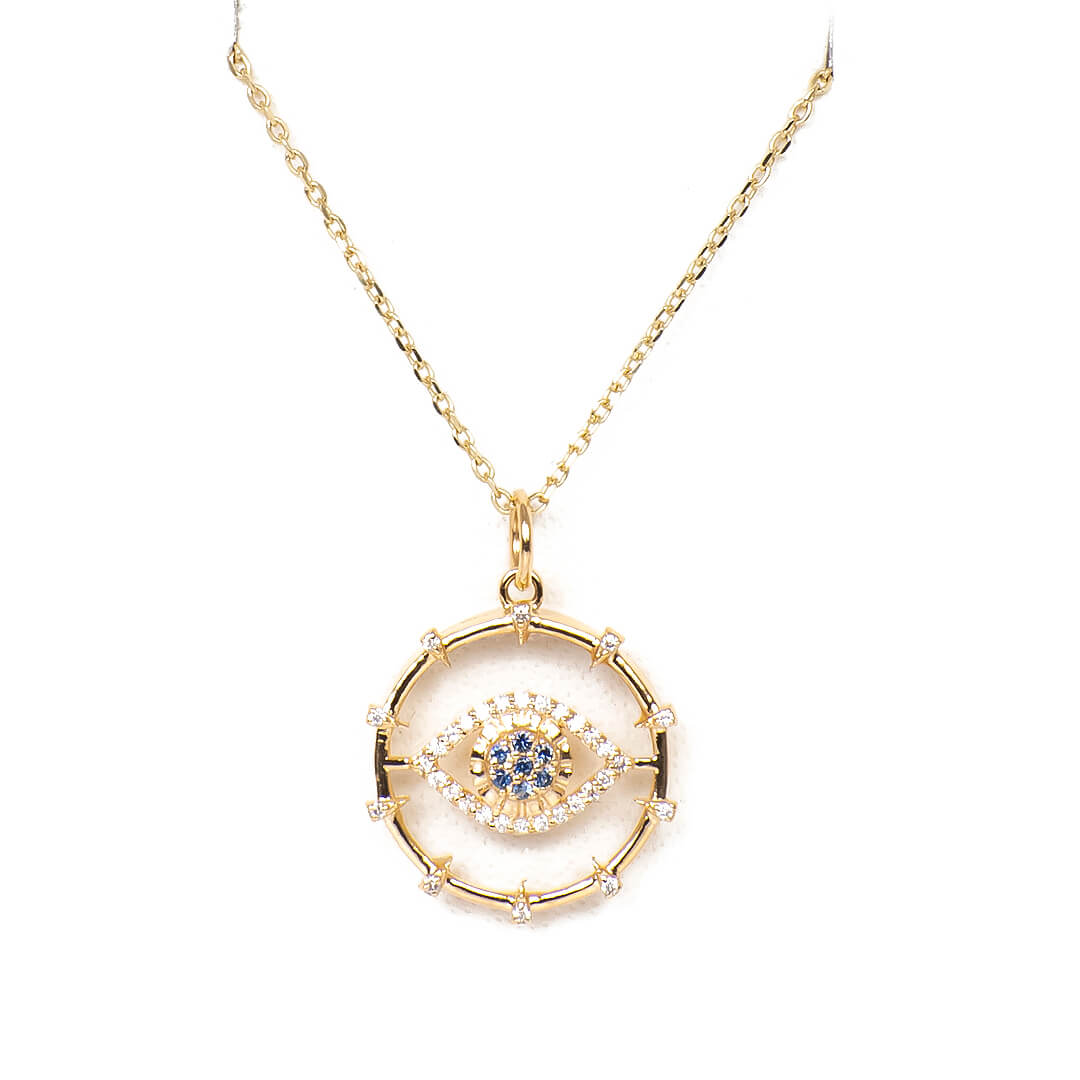 Dije de Ojito con Diamantes 0.16qts y Zafiros 0.07qts