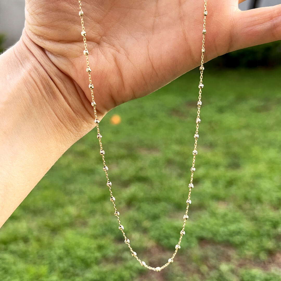 Gargantilla con Bolitas Facetadas 14k