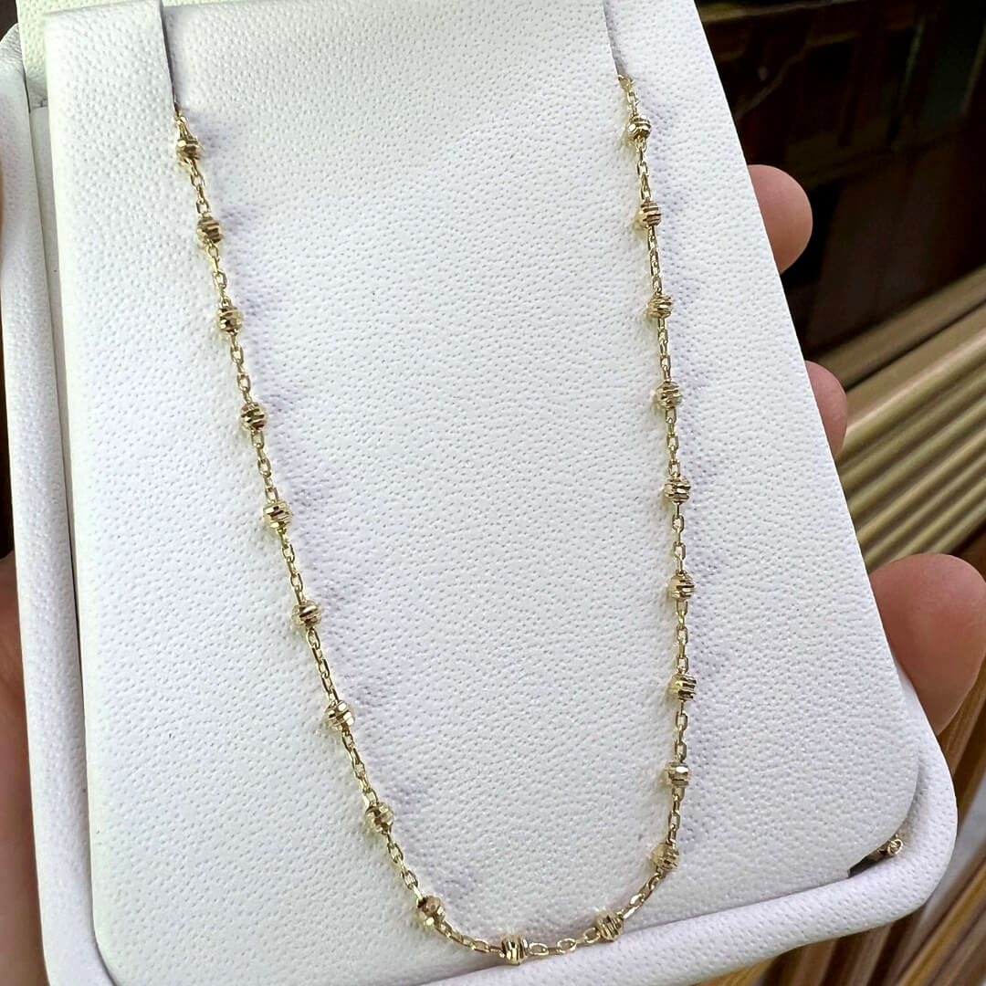 Gargantilla con Bolitas Facetadas 14k