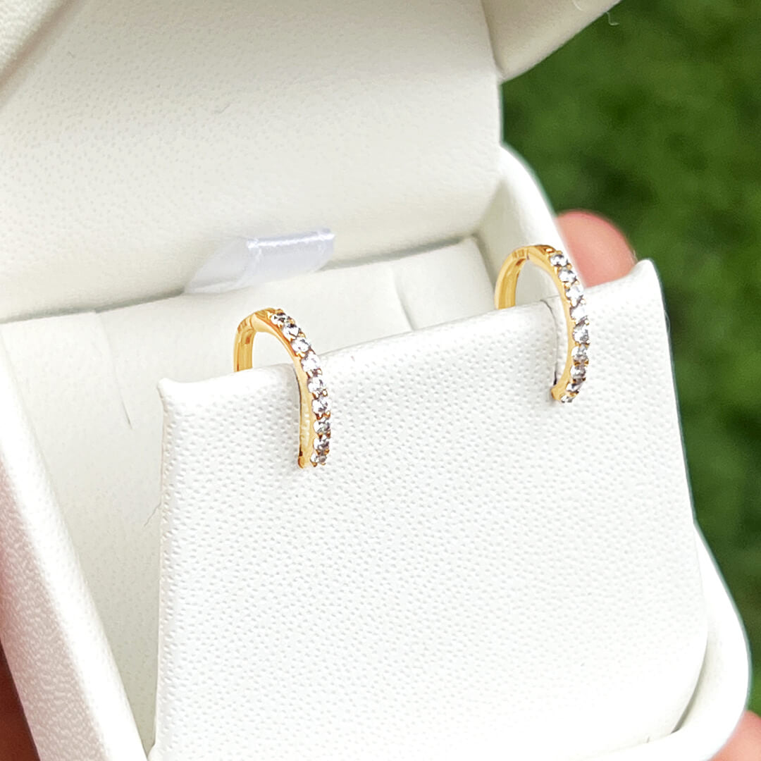 Huggies con Circonias 11mm Oro Amarillo 14k