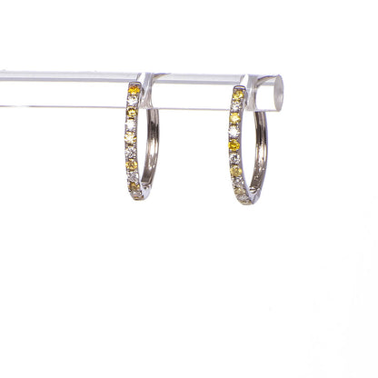 Hugies con Diamantes Amarillos y Blancos 0.42qts (Oro Blanco 18k)