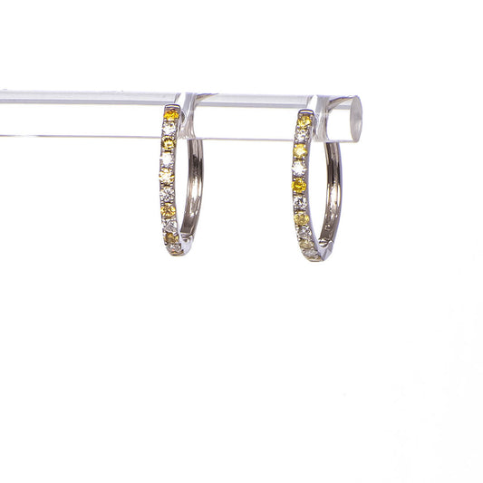 Hugies con Diamantes Amarillos y Blancos 0.42qts (Oro Blanco 18k)