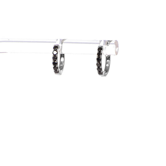 Hugies con Diamantes Negros 0.24qts (Oro Blanco 18k)