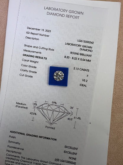 Diamante de Laboratorio Corte Redondo 2.13qts