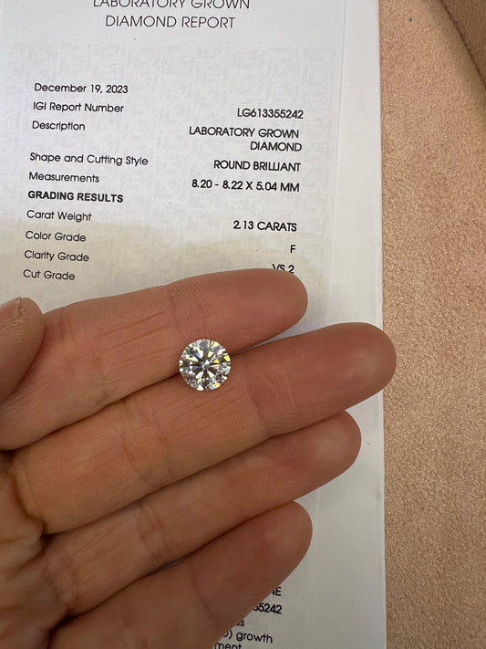 Diamante de Laboratorio Corte Redondo 2.13qts