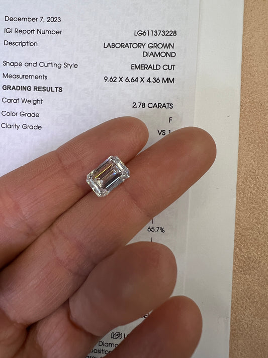 Diamante de Laboratorio Corte Esmeralda 2.78qts