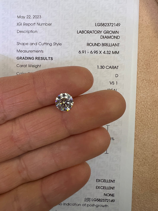 Diamante de Laboratorio Corte Redondo 1.30qts