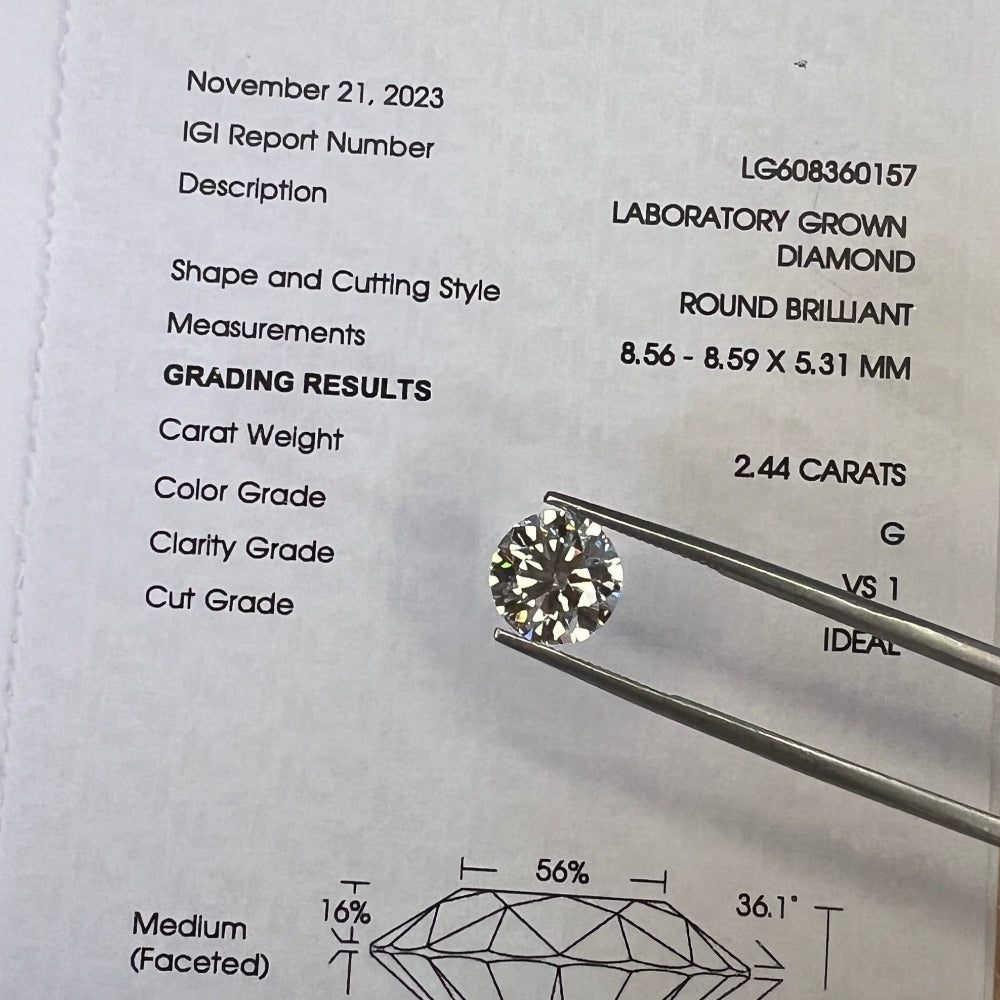 Diamante de Laboratorio Corte Redondo 2.44qts