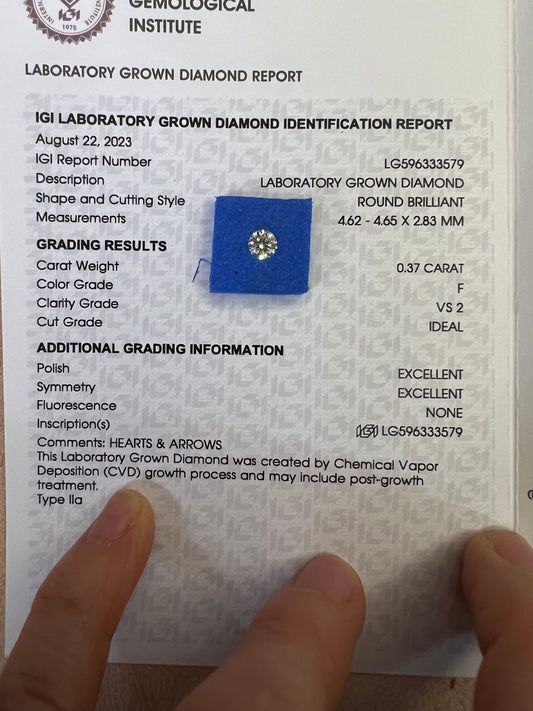 Diamante de Laboratorio Corte Redondo 0.37qts
