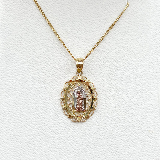 Medalla con 3 Oros Virgen de Guadalupe Oval 10k