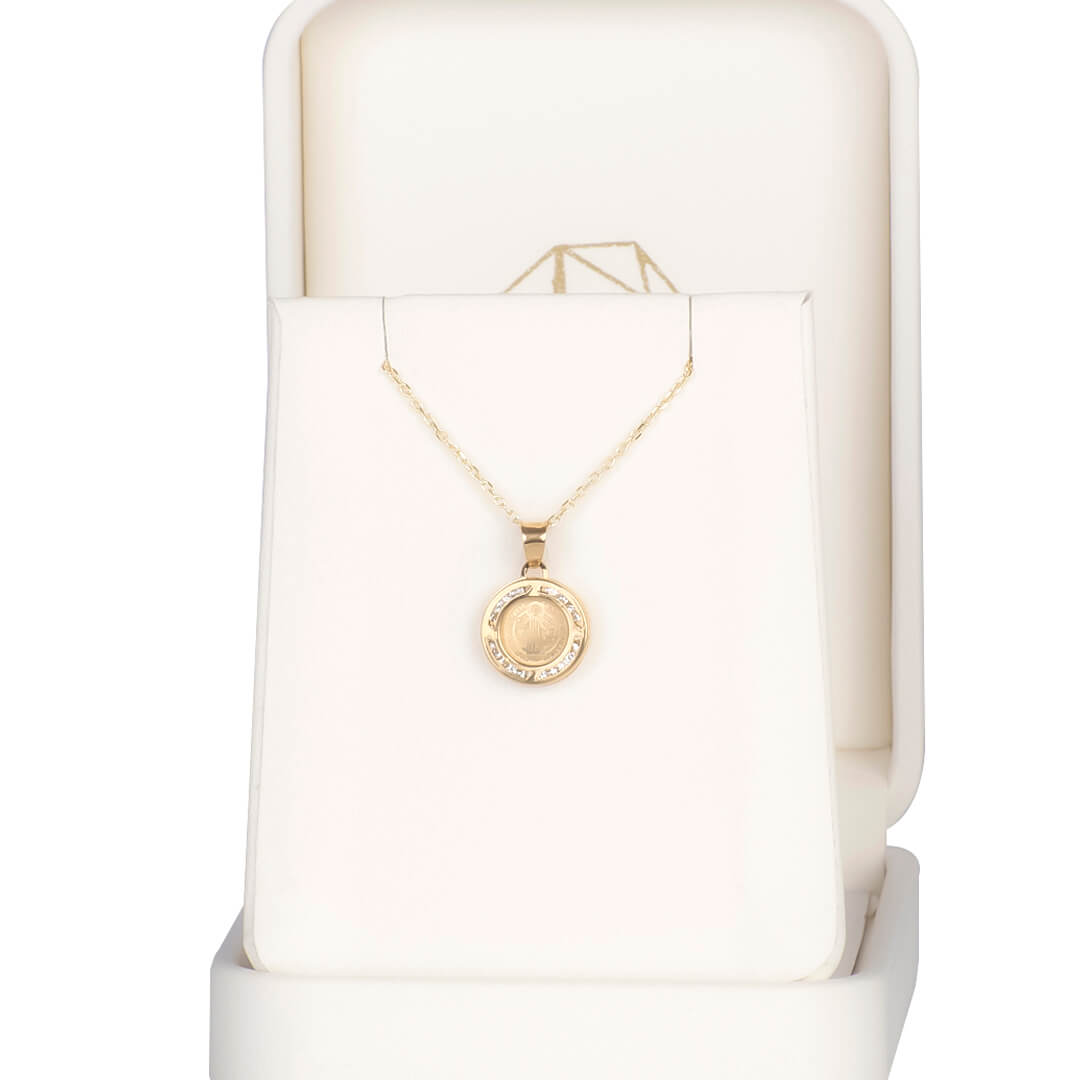 Medalla San Benito Reversible con Circonias (1.1cm)