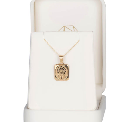 Medalla Cuadrada Sagrado Corazón de Jesús 14k 15mm