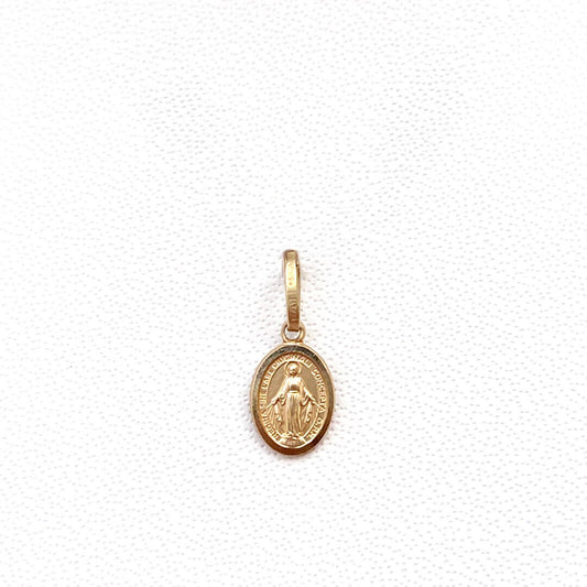 Medalla Milagrosa Doble Vista 14k 9mm
