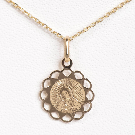 Medalla con Bisel Calado de Virgen de Gpe Busto 13mm