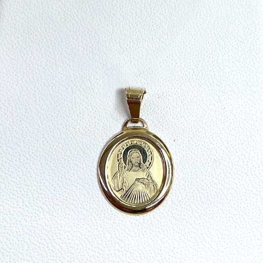 Medalla de Sagrado Corazón Oval 14k