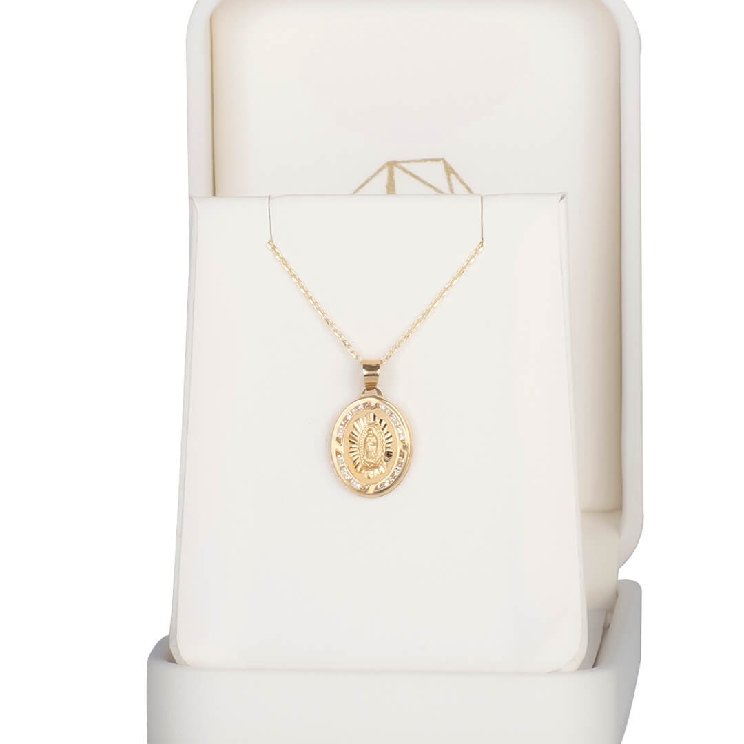 Medalla de la Virgen de Gpe con Circonias (15mm)