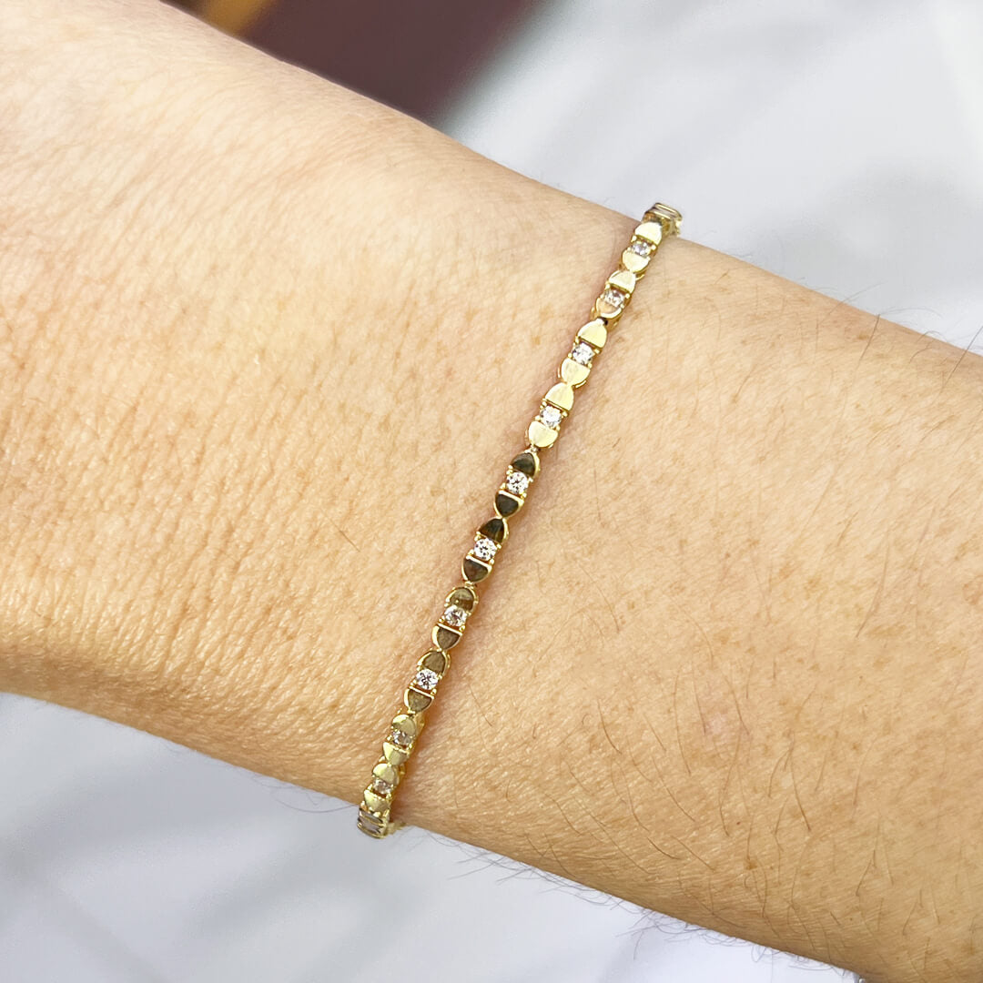 Pulsera Diseño con Circonias 14k